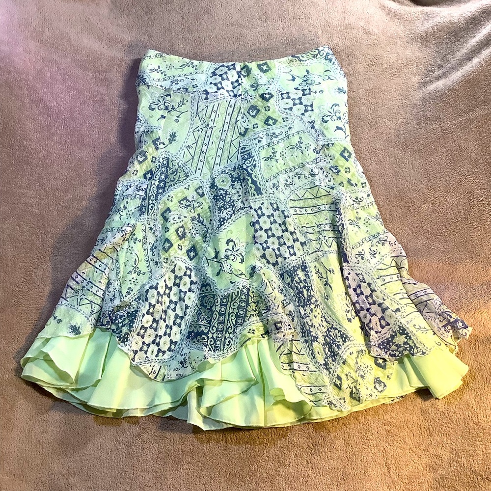 Bob Mackie | VTG Seafoam Green and Blue  Silk Skirt - Women's Size 6